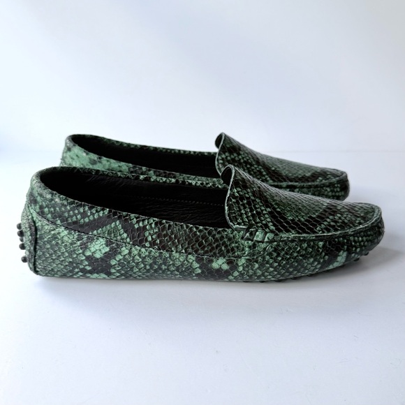 M. Gemi Felize Forest Green Python Snakeskin Embossed Loafers Size 38.5 IT 8 US - Picture 6 of 16